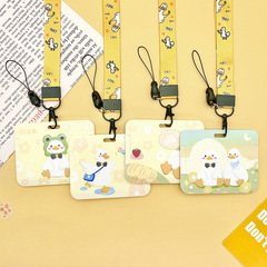 Little White Goose Bus Card Cover Keychain Student Card Cute Subway Campus Meal Card Access Control Lanyard Protective Cover Wholesale