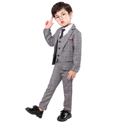 Children's clothing autumn and winter new boys' small suit suit Korean version one piece ready to go children's suit four-piece flower girl dress