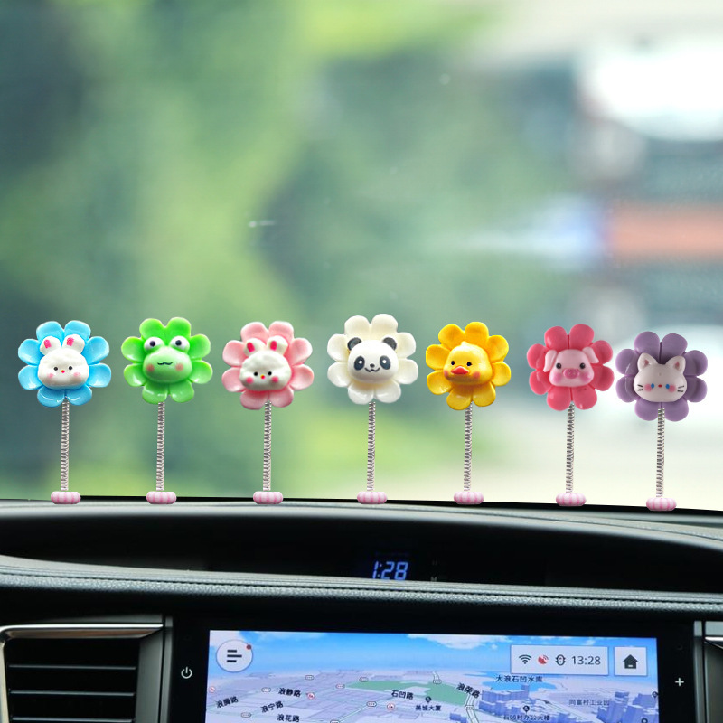 [Explosión] 2023 verano nuevo adorno de coche flor de cabeza sacudida pequeño animal adorno de coche adornos de primavera lindo