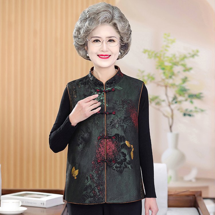 奶奶春装马甲外套老人衣服老太太春秋新款复古国风马夹背心妈妈装