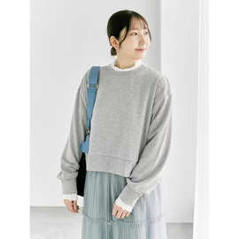日单外贸女装 日系宽松休闲毛圈圆领女长袖卫衣上衣 厂家批发