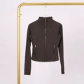 Graphite gray gold zipper short jacket