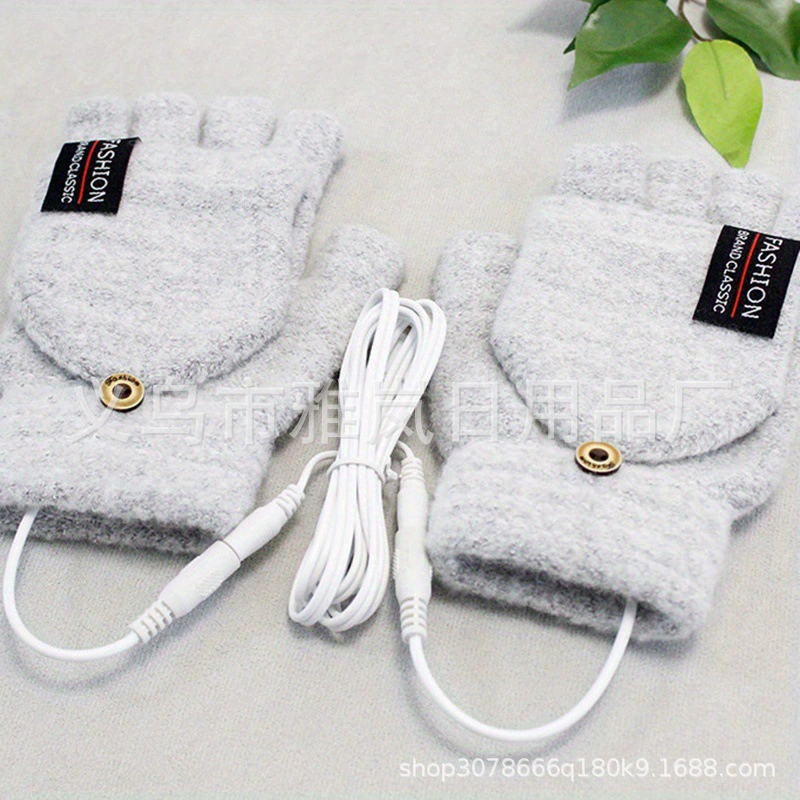 Трансграничные тепловые перчатки с сенсорным экраном полпальца перчатки теплые откидные зимние перчатки для мужчин и женщин USB перчатки с подогревом оптом