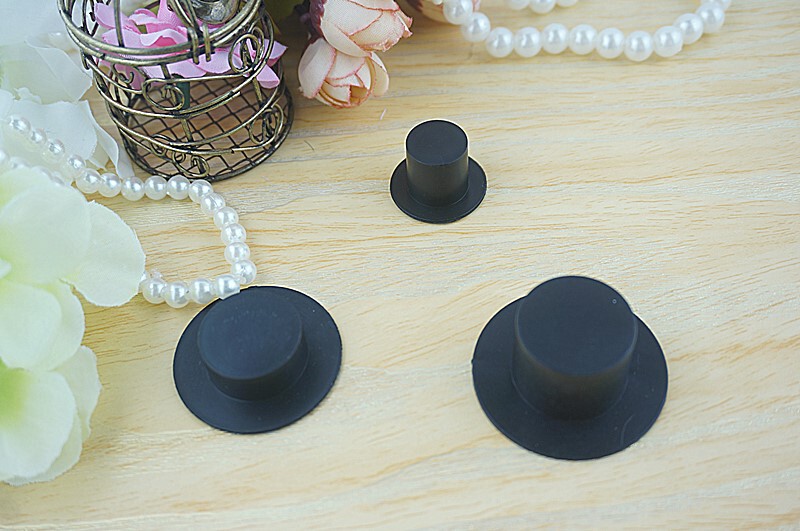 Black Plastic Mini Top Hat B Doll with Handmade Top Hat Handmade DIY Small Tall Hat Small Flat Hat