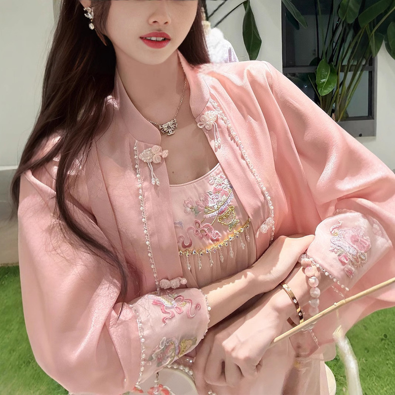GA Ying Porcelain Cloud Yarn Sweet 2025 Spring/Summer Beautiful New Chinese Girl suit Small Embroidery Three-Piece Set