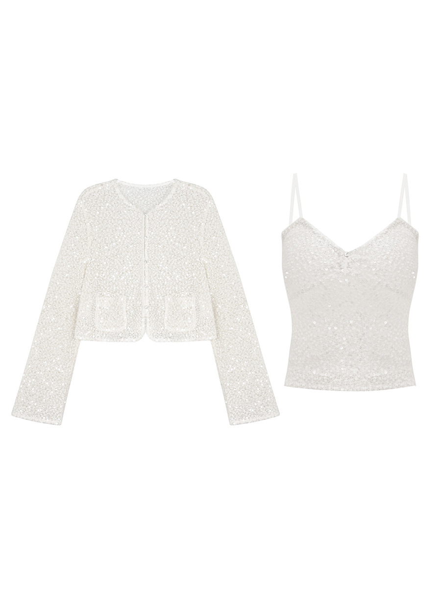 Spot Ruyi Small Fragrance Style High-End Outwear Spring and Summer Old Money Style Lady Top Women's Thin Glitter Jacket