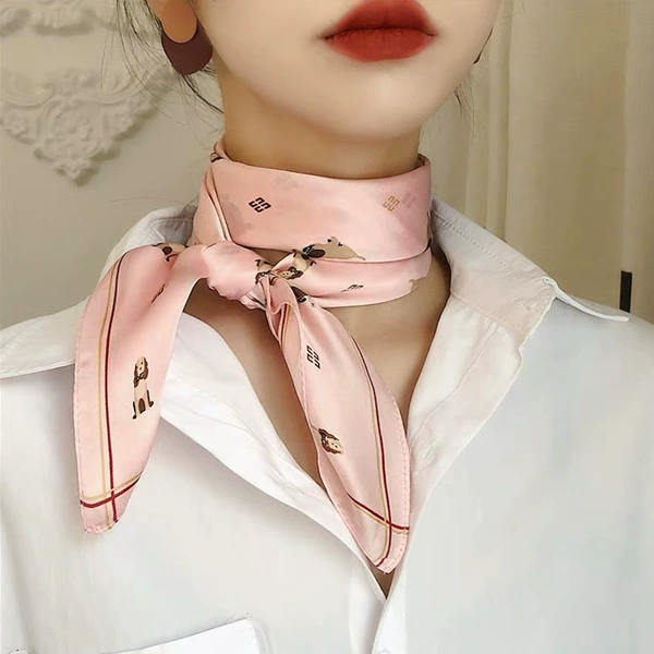 Orange pink dog square scarf