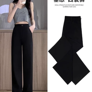 2026新款冰丝阔腿裤女裤子夏季薄款垂感窄版直筒西裤小个子休闲西