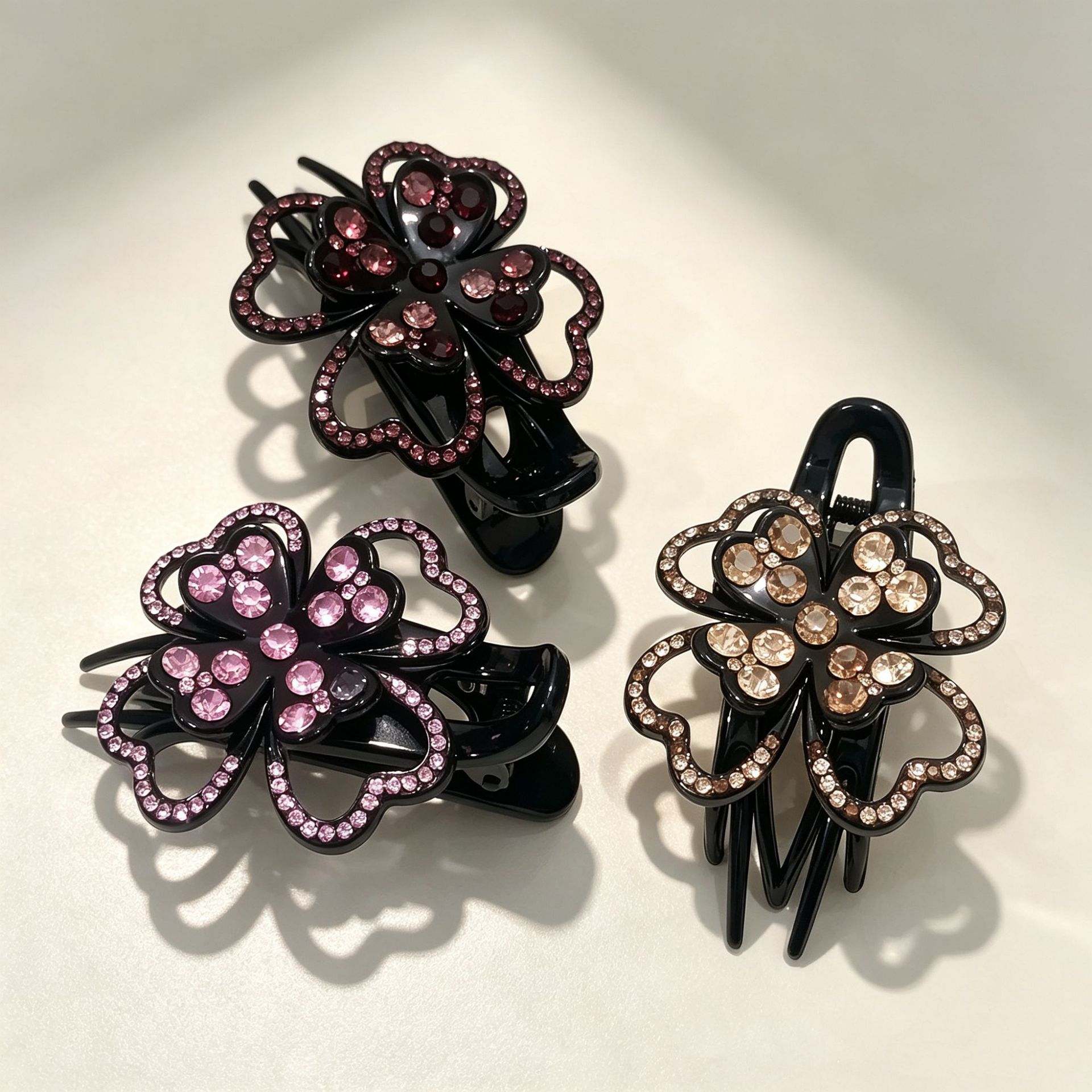 Large duckbill hair clip, Korean-style rhinestone hair accessory, elegant hair clip for updos, hair clip, hair accessory, three-prong clip