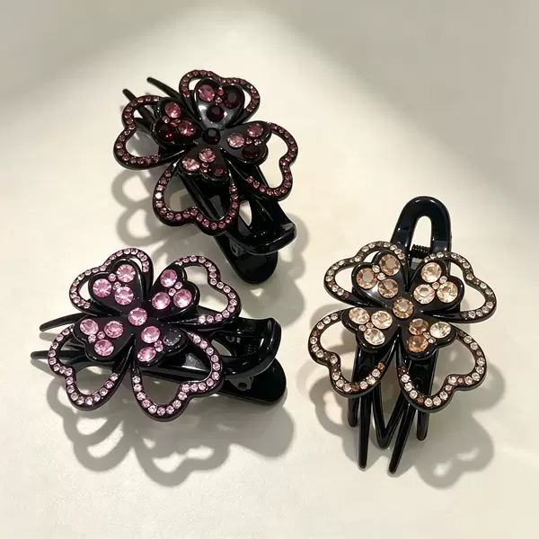 Large duckbill hair clip, Korean-style rhinestone hair accessory, elegant hair clip for updos, hair clip, hair accessory, three-prong clip