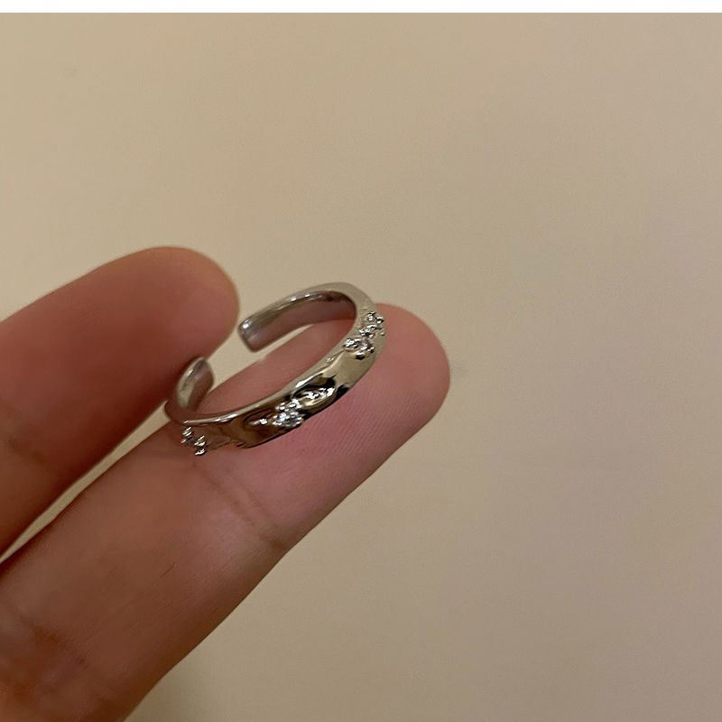 Minimalist Silver Zircon Open Ring For Women Designer Couple Ring_voghion.com