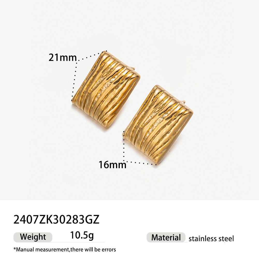 TENA transfronterizo de alta calidad texturas plegadas pendientes de acero inoxidable mujeres estilo de diseño de nicho simple pendientes de acero de titanio