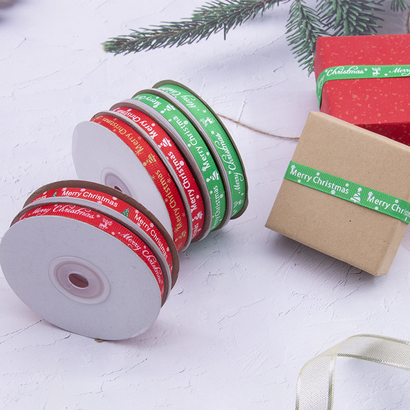 Impresión de cinta ribbed de Navidad 1cm impresión de caja de regalo de Navidad embalaje de cinta de color cinta Tianyi Mei