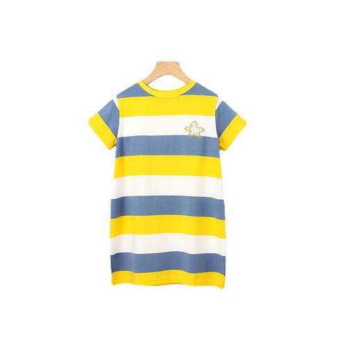 Summer Korean style children's clothing new girls dress children's embroidered knitted short-sleeved t-skirt girl princess dress wholesale