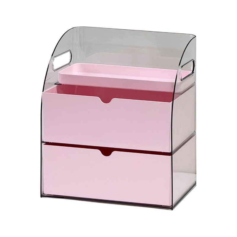 Caja de almacenamiento de cosméticos de escritorio de alta calidad tipo cajón acrílico transparente mesas de tocador divididas en estantes de productos de cuidado de la piel