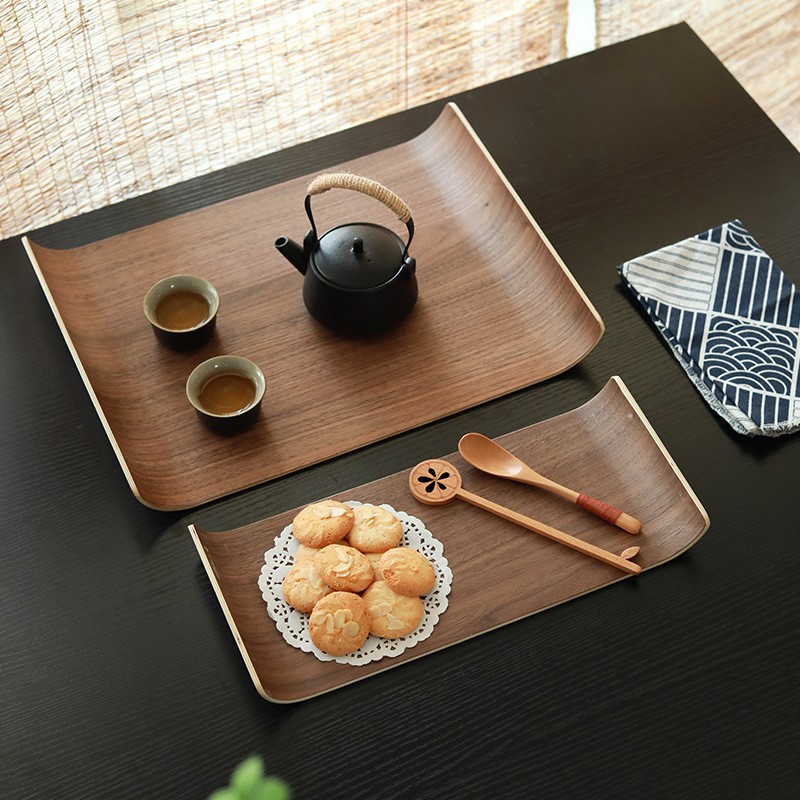 bandeja de madera simple bandeja en forma de U bandeja de pan bandeja de madera doméstica japonesa bandeja de té bandeja de té