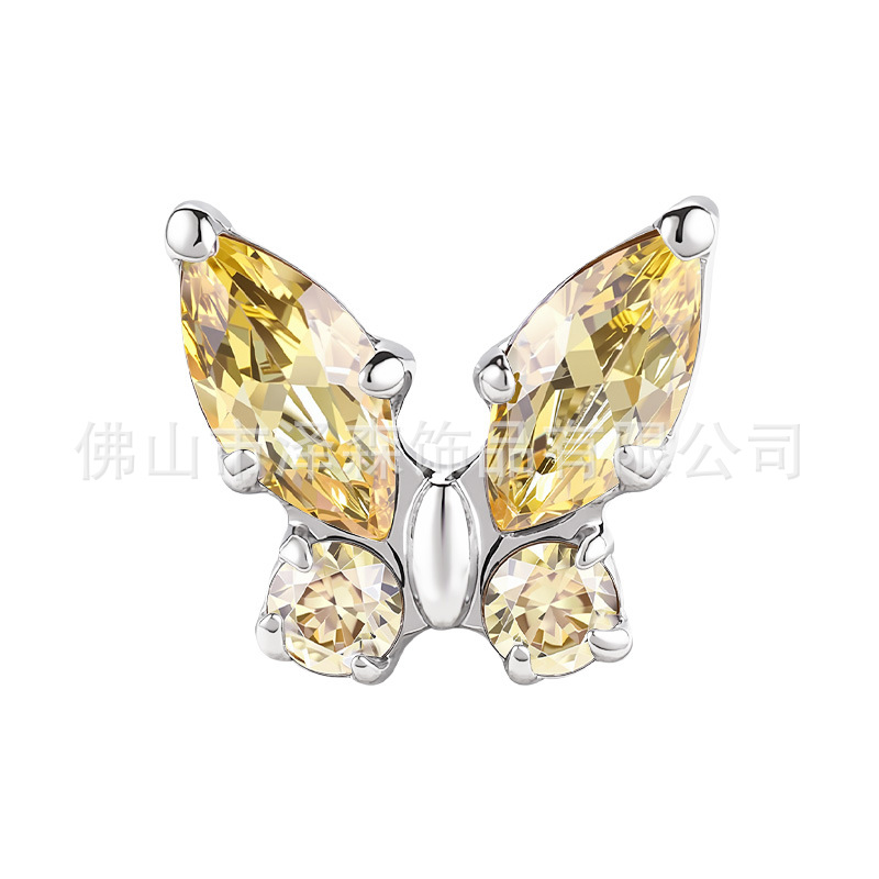 F136 Titanium Alloy Butterfly Lip Earrings with Zircon Internal Thread Body Piercing Ear Bone Studs detail image 8
