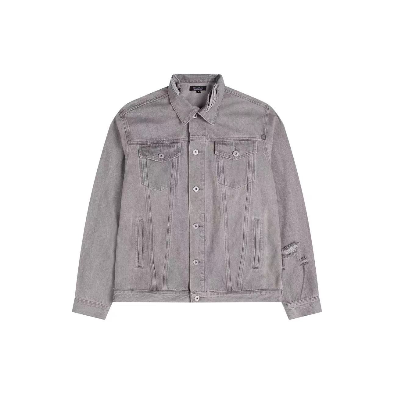 Neue amerikanische Vintage-Silhouette, Distressed Washed Denim mit Designgefühl, kurze Jacke für Männer_voghion.com