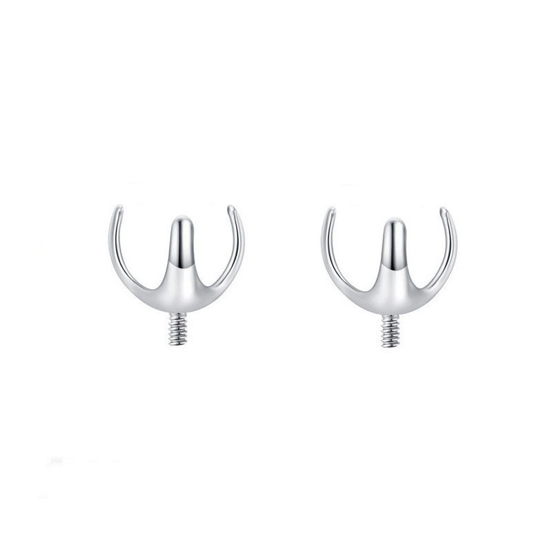 G23 Titanium Three-Claw Empty-Holder with Opal External Teeth Earring F136 Titanium Alloy Earring Tongue Nail Lip Nail Round Bead Accessories DIY detail image 10