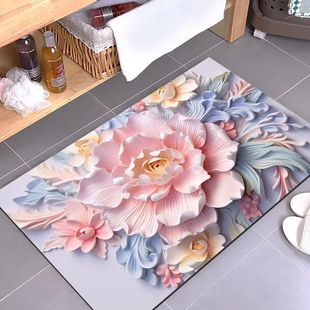 Cross-border three-dimensional flower diatom mud absorbent floor mat bathroom non-slip floor mat carpet machine bathroom door mat