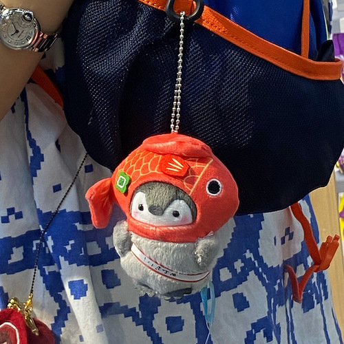 Japanese positive energy penguin koi lucky plush doll keychain cute good luck keychain bag pendant new year