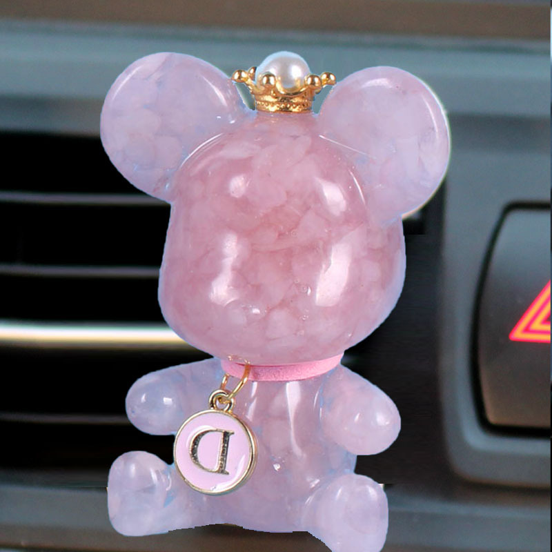 Adornos de perfume de coche, decoración de coche, colgante de aire acondicionado, salida de aire, corona, oso, aromaterapia de coche, fragancia ligera duradera