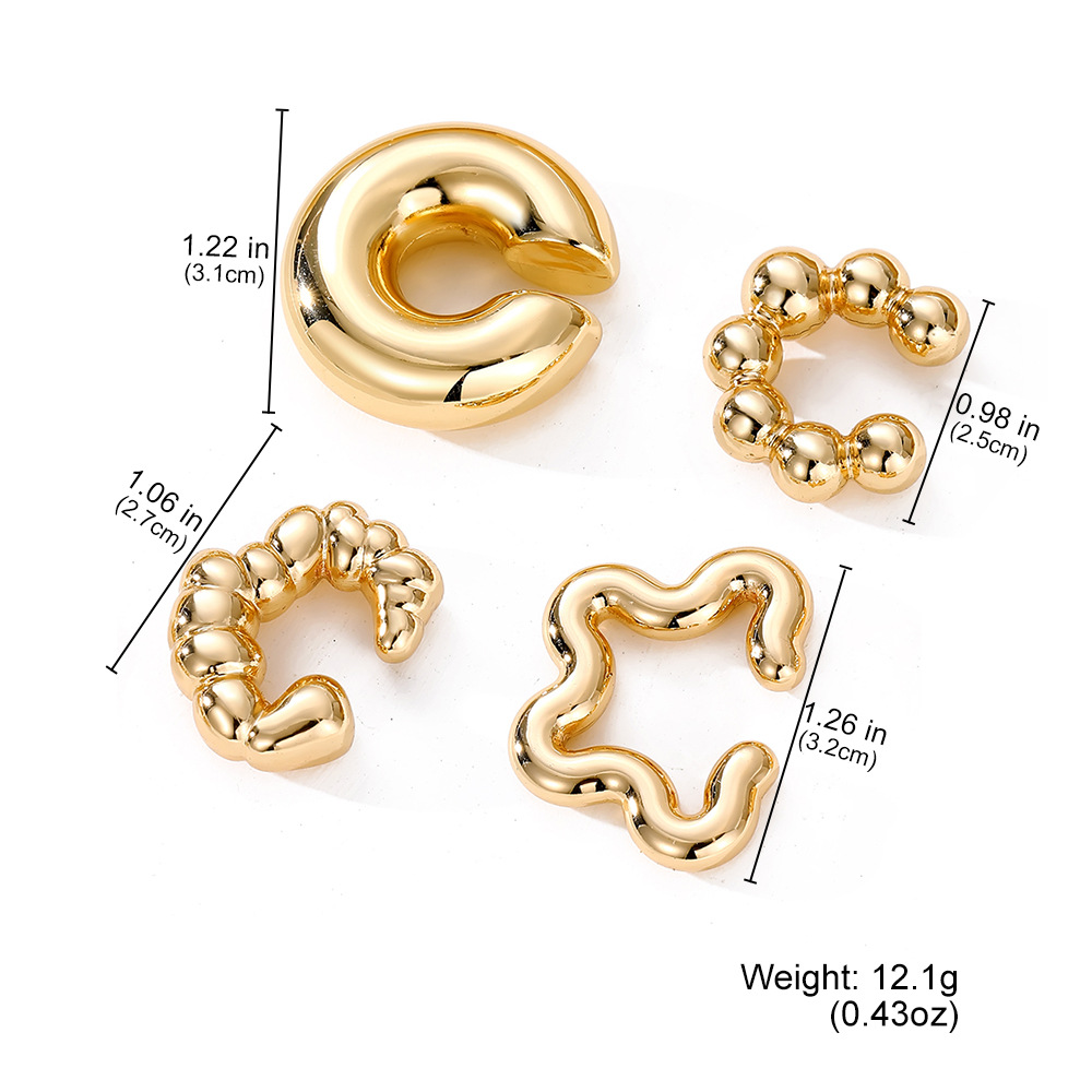 All Seasons Season 1 Set Retro Simple Style Solid Color Plating Plastic Resin Ear Cuffs