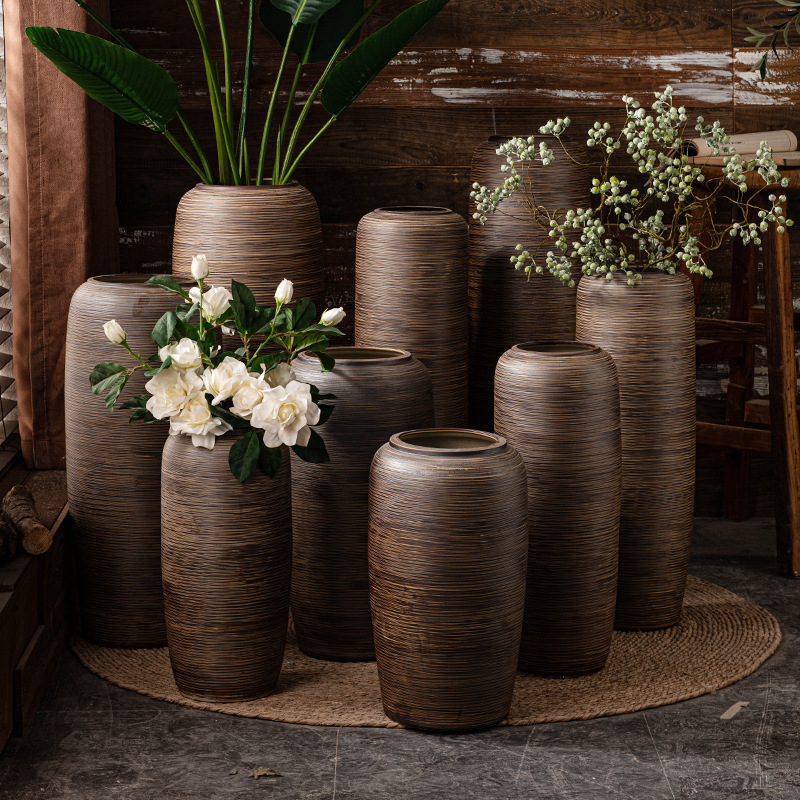 Jingdezhen aterrizó jarrón grande, Sala de estar, hotel, patio de alojamiento famoso, decoración Feng shui, arreglos florales chinos gratis