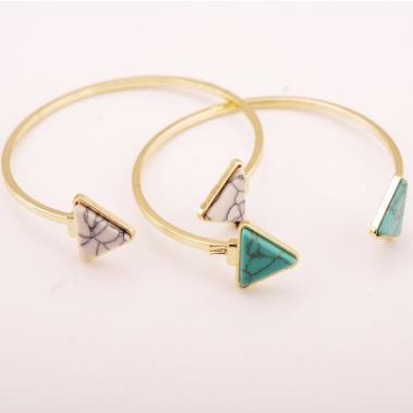 AliExpress Hot Sale Marble Triangle Open Turquoise Bracelet 2022 Fashionable Alloy Bracelet