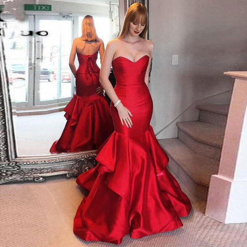 Comercio exterior de Europa y América Amazon AliExpress deseo vestido de noche de las mujeres sexy tubo superior satén simple vestido largo
