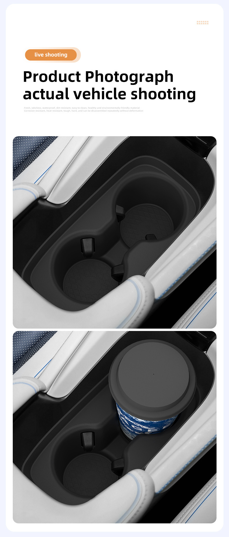 Suitable for 25 models of Prelude road vehicles, central control water cup holder protective anti-slip mat, car interior accessories, modification parts