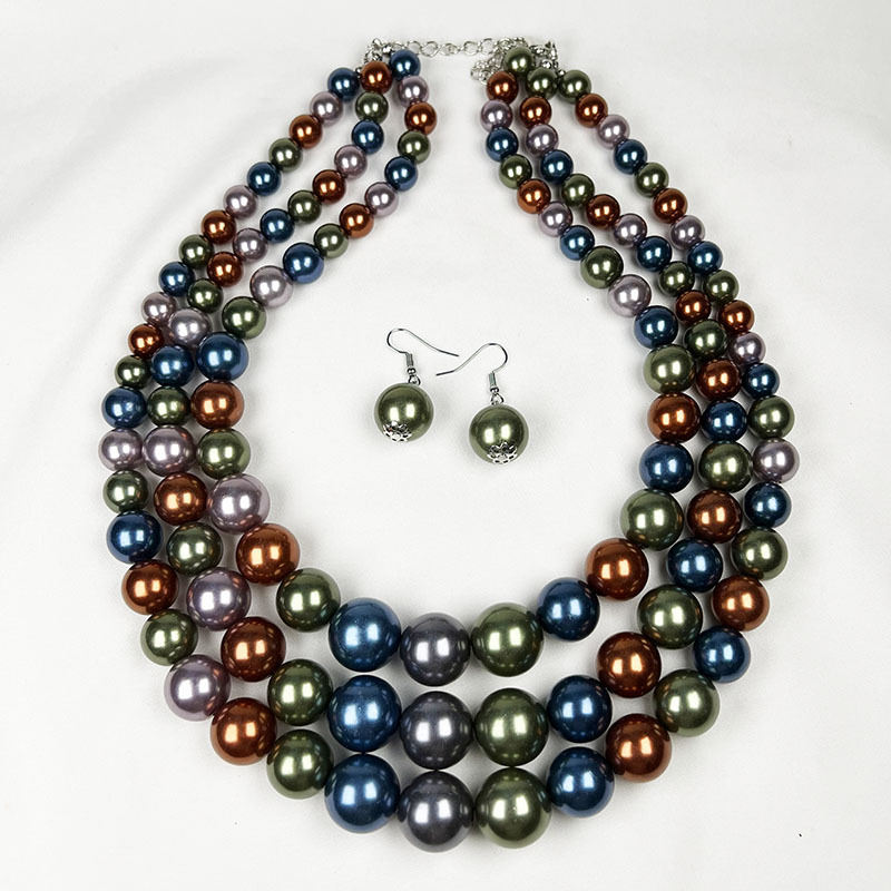 150g Weight Earrings, Necklace Classification 1 Set Quantity Banquet, Cocktail Party Occasion Imitation Pearl Material Pearl Pattern Women's Gender Round Design Glam, Exaggerated Style Glam Exaggerated Pearl Imitation Pearl Round Women's Earrings Necklace 14