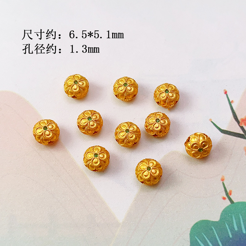 S925 Silver Gold-Plated Heart Flower Crowe Heart Zircon Through-Hole Accessories Spacer Beads Barrel Beads Bracelet DIY Semi-Finished