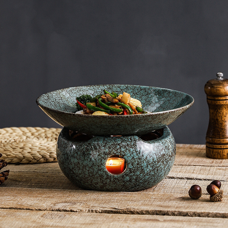 Ceramic Heat Preservation Dish Plate Commercial Furnace suit Candle Heating Steamed Fish Plate Dry Pot Plate Hotel Creative Tableware