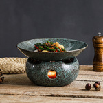 陶瓷保温菜盘子商用明炉套装蜡烛加热蒸鱼盘干锅盘酒店创意餐具