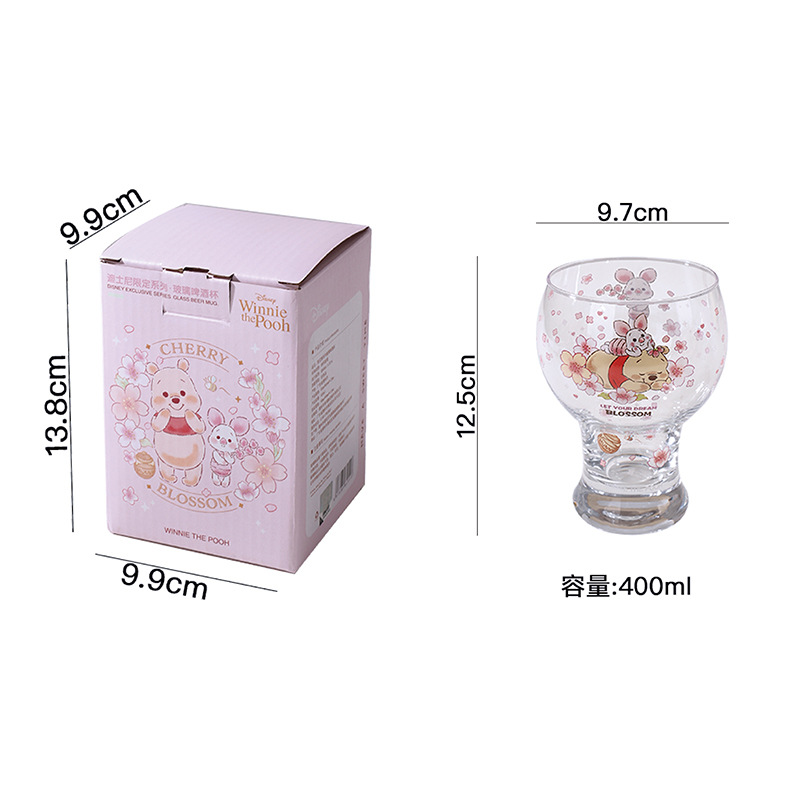 Disney Pooh Series Vaso de cristal de celebridades netas Vaso lindo para bebidas frías Vaso de jugo alto Vaso de cerveza de alto valor