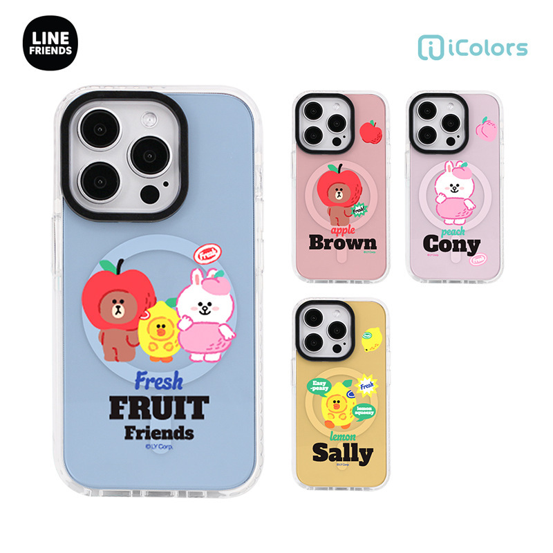 LINE FRIENDS sweet fruit series magnetic phone case protective cover for Apple iphone15promax