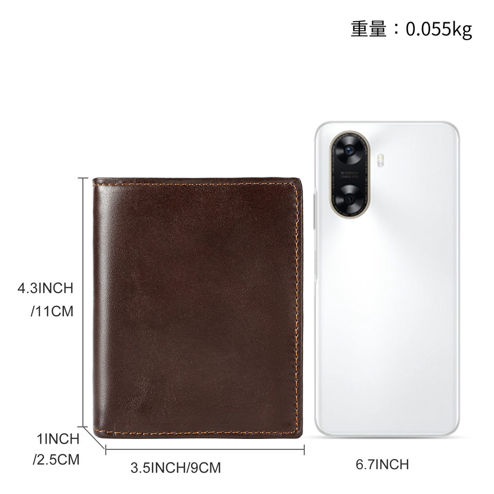 Ví nam da bò thật cao cấp chống trộm RFID nhiều ngăn đựng thẻ — Màu nâu, màu đen