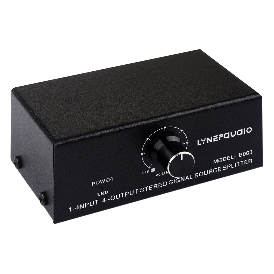 Mini 1 en 4 audio estéreo distribuidor de señal USB5V fuente alimentación sin pérdida salida RCA interfaz