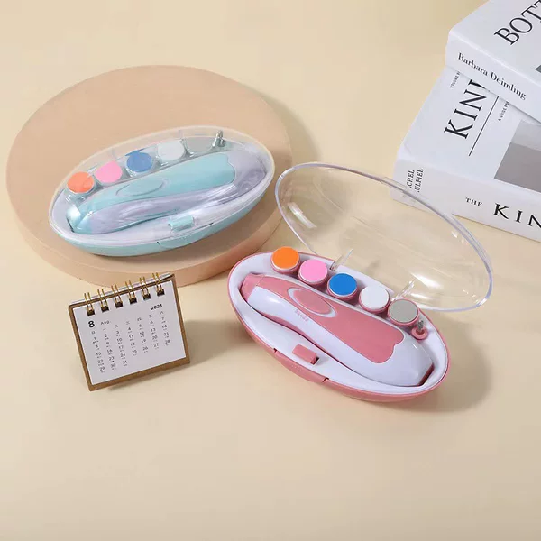 Baby Electric Nail Grinder 6-in-1 Multi-Head Anti-Scratch Children's Anti-Pinch Nail Clipper Manicure Set Portable