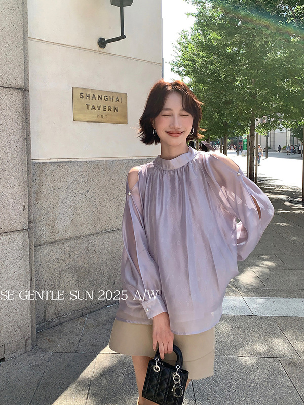 Xiuxixi 2025 秋白ラベル韓国版多用途レースレースシフォン長袖シャツ女性のトップ 89490|undefined