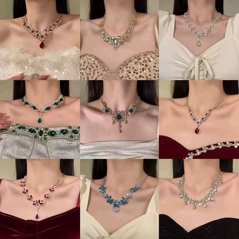 Sparkling Diamond Water Drop Tassel Necklace and Earring Set, Elegant and Luxurious, Perfect for Evening Dresses, with Exquisite and Fashionable Design Sparkling Diamond Water Drop Tassel Necklace and Earring Set, Elegant and Luxurious, Perfect for Evening Dresses, with Exquisite and Fashionable Design