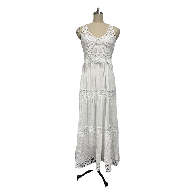 Nuevo vestido de encaje de estilo europeo y americano con abertura y cintura alta para primavera y otoño 2026, elegante vestido tipo slip para el día a día.