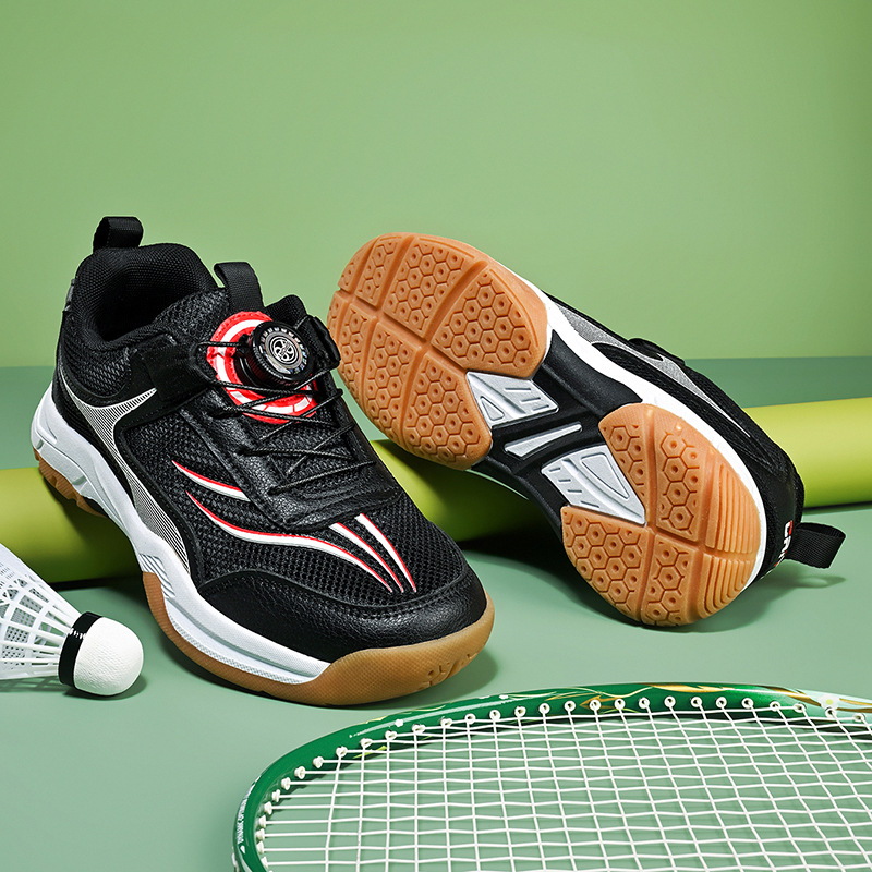 Zapatos de bádminton profesionales para niños botón giratorio ligero zapatos de tenis transpirables zapatos antideslizantes niñas