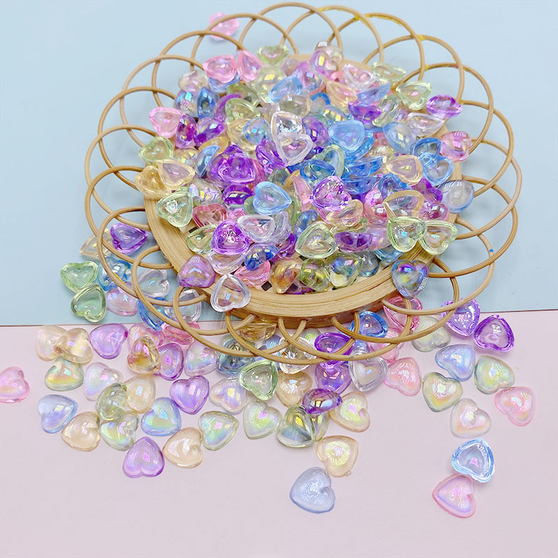 DIY Handmade Jewelry Accessories Colorful Flats Bottom Resin Peach Heart Phone Case Nail Decoration Patch Accessories Peach Heart Diamond