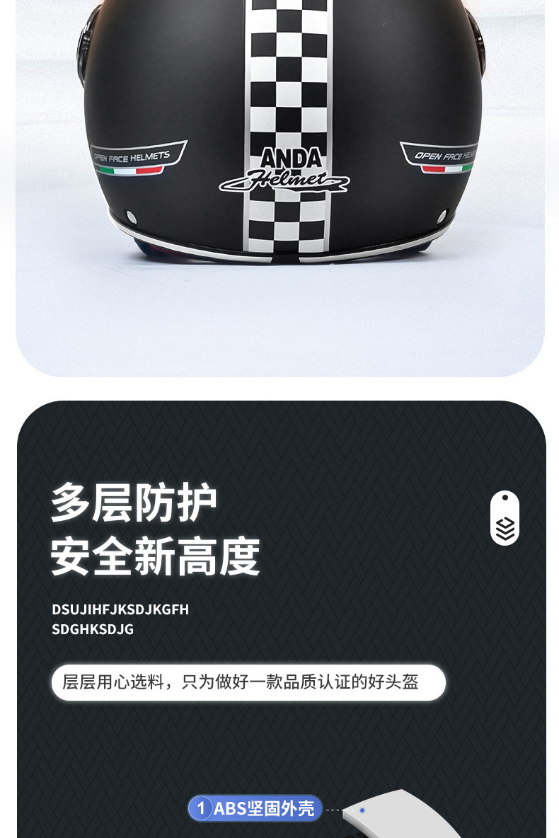 Ad Electric Vehicle Helmet for Men and Women, Universal High-Value Safety Helmet for All Seasons, 3C Certified Motorcycle Retro Half Helmet