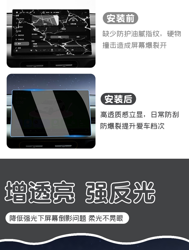 Suitable for Chery QQ3EV screen tempered film, specialized center console screen protective film, car interior decoration modification supplies