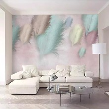 简约客厅壁布北欧手绘羽毛电视背景墙纸装饰卧室壁画壁纸无缝墙布