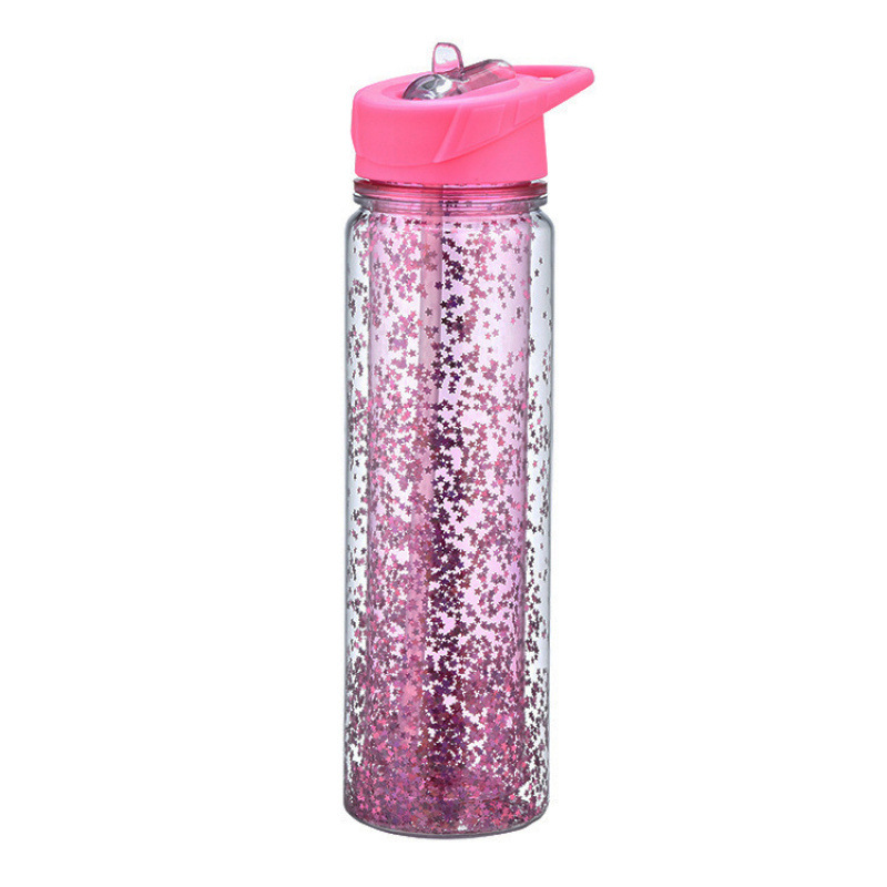 High-value plastic cup ins simple Internet-famous new portable cup kettle double-layer sippy cup creative space cup