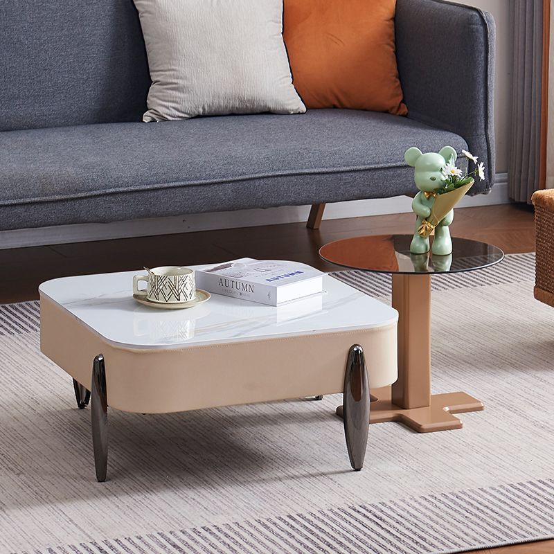 60*60*28 따뜻한 흰색 커피 테이블 조합 - 암석 슬라브 포함